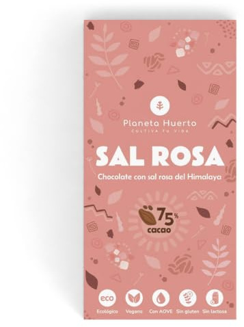 PLANETA HUERTO | Tableta chocolate 75% con sal rosa del Himalaya ECO 70 g