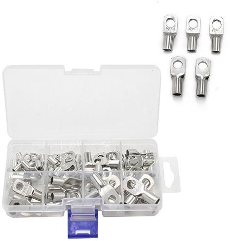 BUGUUYO 60pcs Copper Terminal Connectors Tinned Crimp Connectors for Electrical Wiring Assorted Storage Box for Outdoor Applications