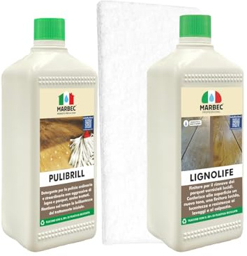 MARBEC Kit legno ver luc Kit Legno Verniciato Lucido | Set pensato per una pulizia profonda e un recupero del tono e dell'aspetto delle superfici usurate dal tempo