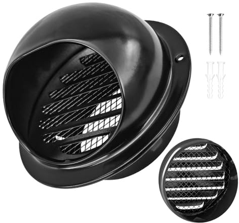 50-400 Mm Griglia Di Ventilazione A Sfera In Acciaio Inox 304, Cappuccio A Griglia Di Ventilazione Con Rete, Griglia Di Scarico Per Residenza Ufficio Magazzino Roulotte, Nero(160mm/6.3in)