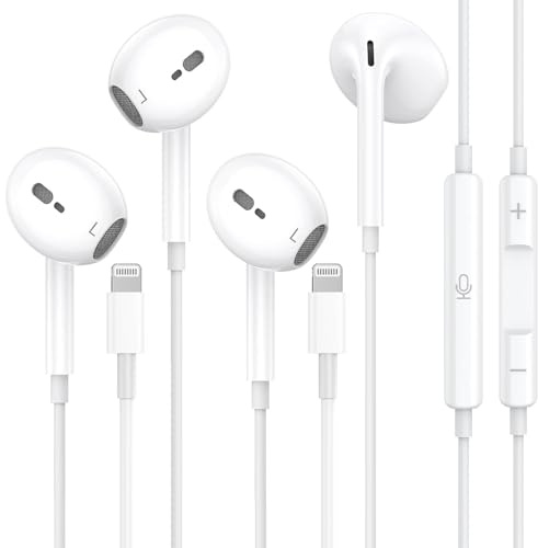 2 Pack iPhone hörlurar med kabel, MFi-certifierade öronshörlurar med mikrofon och volymkontroll, Lightning hörlurar Kompatibel med iPhone 14/14 Pro/14 Pro Max/14 Plus/13/12/11/XS/8/7/iPad