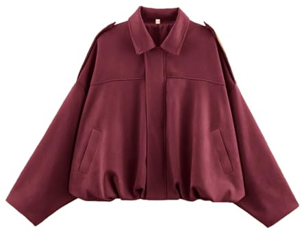Bnigung Veste en fausse daim pour femme - Décontractée - À revers - Style pilote - Coupe courte - Style moto - Surdimensionnée - Veste 2025, violet, Medium