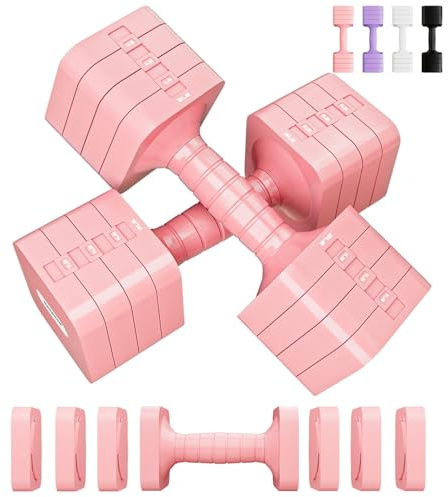 7,3 kg hantelset justerbara hantlar set handvikter för kvinnor män gratis vikter hantlar set träning fitness hantel set om 2 för hemmagym, träning, styrketräning, rosa