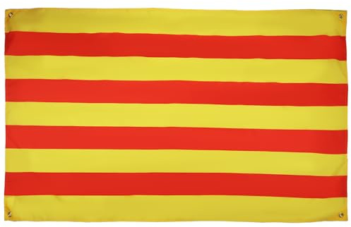 AZ FLAG Bandera Cataluña 150x90 cm Catalana Poliéster Ligero 4 Ojales | Uso interior Enseña costuras dobles y bordes reforzados con ojales metálicos