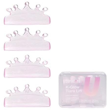 Curacoro Pads Rehaussement de Cils Coréen 4 pcs/2 Tailles Auto-Adhésifs | Pads Réutilisables de Rehaussement des Cils, Étirement & Recourbement, Permanente & Laminage