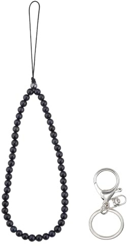 LEGENTLISUR Natural Stone Beaded Phone Wrist Strap, Obsidian