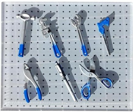 Juego de Herramientas de Garaje en Escala 1/64, Incluye Base Perforada y Elementos, Azul