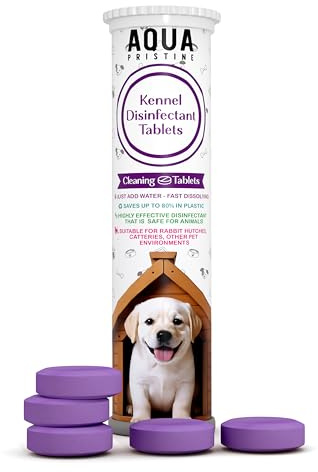Aqua Pristine Dog Kennel Disinfectant and Deodoriser Tablets | Makes up to 14L Solution | Kennel Cleaner Disinfectant | Rabbit Hutch Cleaner | 14-Tablet Pack | Fast Dissolving | Pet Safe | Apple Scent