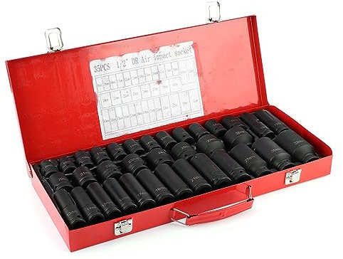 CHICIRIS JUEGO DE LLAVES DE VASO HEXAGONALES METRICAS PARA AUTOMÓMÓVIL DE 35 PIZAS, JUEGO DE FUNDAS DE DADOS