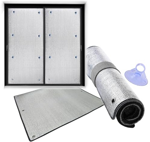 Pellicola Riflettente con Ventosa Pellicola per Vetri Privacy per Protezione Solare Anti-UV Pellicola Isolamento Termico per Garage Ufficio Domestico(130x240cm/51x94)