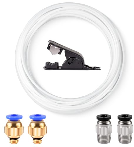 PAPAcroscoma 10M PTFE Schlauch Set, 3D Drucker Teflonschlauch | Mit PC4-M6/PC4-M10 Für 1,75mm Filament, Kompatibel mit Bambu Lab A1/A1 mini/P1P/P1S/X1C, Creality K1/K1 Max/Ender 3 V3 (Weiß)