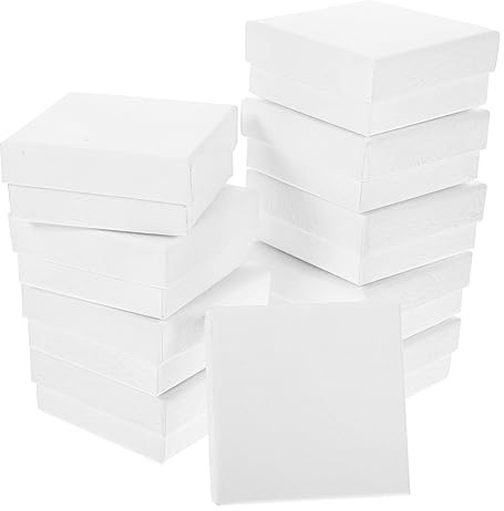 CONGARTENO Data [ Scatole Per Gioielli Portagioie 12 Pezzi Bianche 7x7x3cm Imbottitura in Spugna Per Orecchini Collane e Braccialetti Custodie Per Imballaggio Gioielli Per Uso Domestico e Negozi