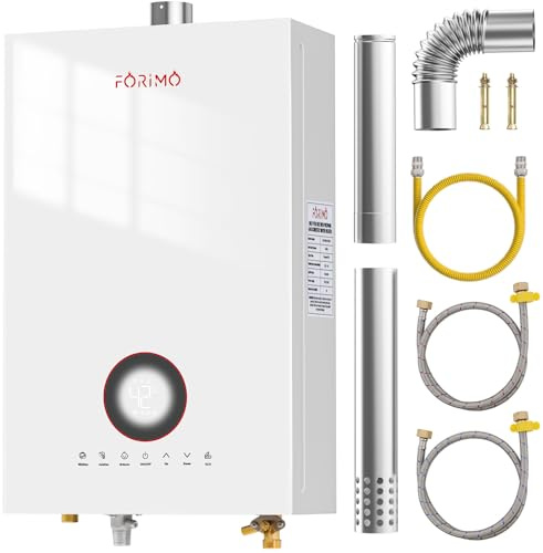 Calentador de agua sin tanque, propano, 3.7 GPM 14L Calentador de agua caliente instantáneo para interiores con visualización digital Fahrenheit, multiprotección, temperatura constante para el hogar y