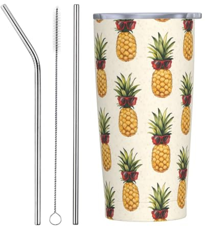 Red Glasses - Vaso aislado de acero inoxidable con tapa y popote, vaso aislado de acero inoxidable de 20 onzas, taza de café personalizada para viaje, botella de agua