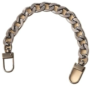 DSFDFDG Set med 2 20 cm väskkedjor, tillbehör, gyllene axelförlängningar, metallremmar, bälten, svart för handväskor (färg: 03)