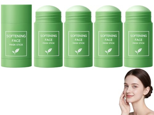 HERBIONYX SOFTENING FACEMASK STICK,Green Tea Mask Stick for Face - Cleansing Purifying Clay Mask, Reduce Blackhead & Acne, Moisturizing, Oil Control, Deep Clean Pore,Improves Skin (4PC)