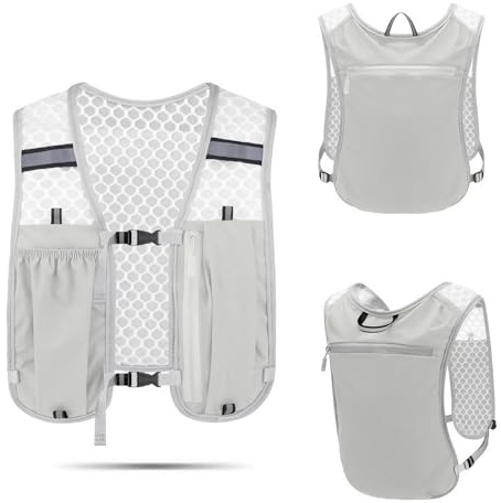 Gilet da corsa unisex, zaino leggero con supporto per telefono per uomini e donne, traspirante, regolabile, per escursionismo, ciclismo, maratona, sport all'aria aperta (grigio)