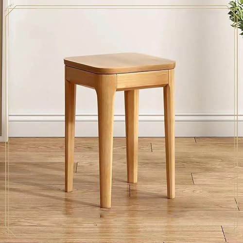 Liten Fyrkantig Pall I Massivt Trä, Matstolar, Stapelbara Köksstolar, Stolar For Sovrum, Balkong(Primary,Set of 2)