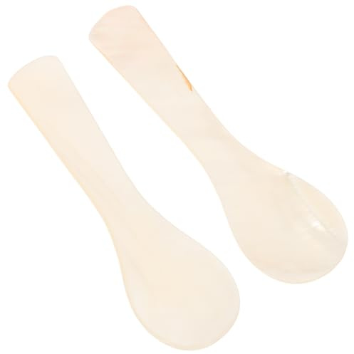 MUELODSIC Cucharas de Caviar de Concha Pura, Juego de 2 Unidades, Cucharas Pequeñas para Servir Helado, Salsas y Condimentos, Ideales para Restaurantes y Degustación Gourmet