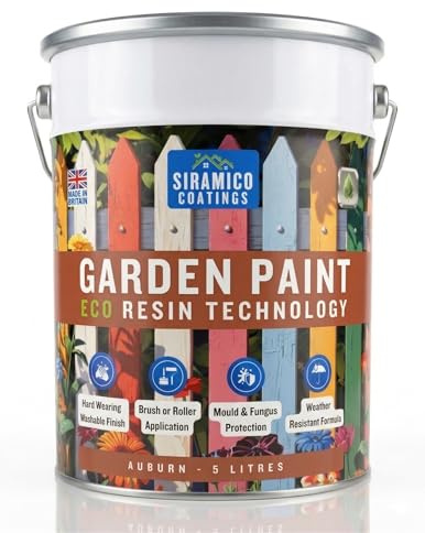 SIRAMICO COATINGS Garden Paint – 5 Litres - Eco Resin Premium One Coat Garden Paint for Garden Furniture (Auburn, 5 Litre)