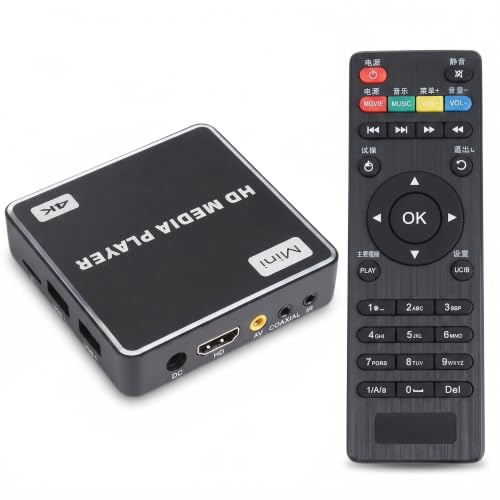 AFINTEK Mini Mediaplayer 4K - USB & HDMI Videoplayer mit automatischer Loop-Wiedergabe, Hochformat-Modus, INKL. Fernbedienung, Digital Signage Ohne WLAN Oder ABO