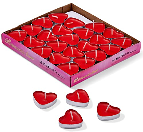 THE TWIDDLERS 50 rote Herzkerze, romantische Kerzen für Valentine, Hochzeiten, Heiratsanträge - Romantic Candles