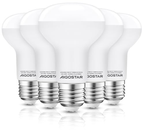 E27 LED Reflektor Warmweiß 9W Lampe 840 Lumen Glühbirne Leutchtmittel 3000 Kelvin, R63 170° Abstrahlwinkel Energiesparlampe, 5 Stücke