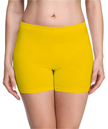 Merry Style Pantaloncini Palestra Donna in Viscosa Shorts Donna per Il Fitness Allenamento Jogging Pantaloncini Sportivi Yoga Hot Pants MS10-283 (Giallo, XL)