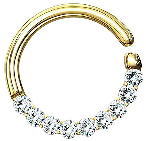 Taffstyle Piercing Continuous Biegbarer Ring mit Kristallen für Ohr Nase Lippe Intim
