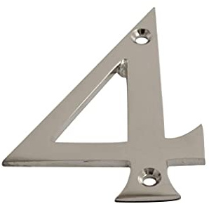 SISI UK® Polished Chrome Front House Door Numbers Chrome Finish 3'' with Screws (Number 4)