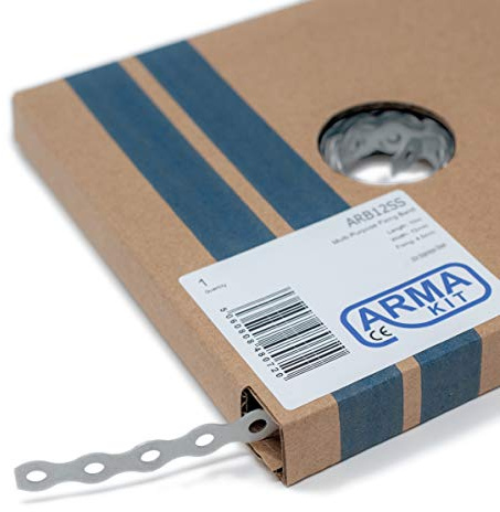 Edelstahlband Metall Befestigungsband mit perforierten Löchern, Builders All Round Band 10 Meter Rolle (12 mm Edelstahl)