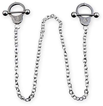 Fly Style - Handschellen Nippelpiercing aus 316L Edelstahl - Brustwarzenpiercing mit Kette