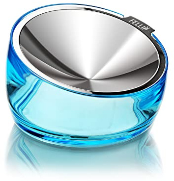 Felli Pet Oblik Whisker Fatigue Cat Bowl Stainless Steel Shallow Flat Plate for Dry Wet Food, Elevated Acrylic Base with Treats Storage, Anti Vomiting No Slip Feeder Slanted (0.5Cup, Sapphire)