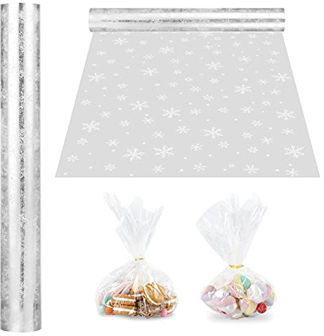 Bagare & läckra cellofan wrap rulle snölås cellofanfolie presentfolie transparent 40 cm x 30 m för jul bröllop födelsedag hantverk blommor presentkorgar