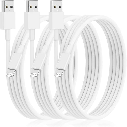 Paquete de 3 Cables USB a Lightning 3m para iPhone [Apple MFi Certified] | Cables de Carga USB a Lightning de 3m para Apple iPhone 14/13/12, XS Max, XR, X, 8/7/6/5 Plus con certificación MFi
