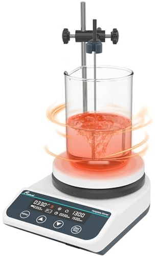 JOANLAB HS5Pro Agitateur Magnétique Chauffant 310°C Minuterie 3L Rond | 50-1500 tr/min, minuterie 12h, deux modes température, chauffage rond uniforme, moteur silencieux, boutons