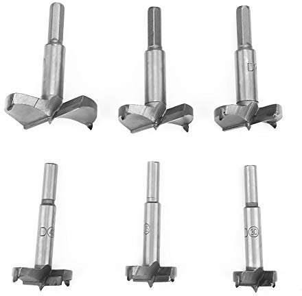 6pcs 30-60mm Wood Drill Bit, High Strength Steel Flat Bit Drill Set Woodworker Tool, Wood Cutter Opener for Wood with Round Shank, Carbide Woodworking Hole Saw Set