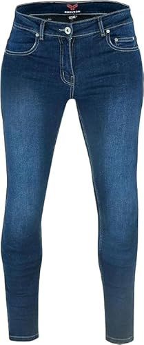 MCW Gear Stretch motorcykeljeans – UKCA CE AA klassade män Kevlarförstärkt denim, nivå 2 knä Amour perfekta motorcykelkläder, Mörkblått, 36W x 30L