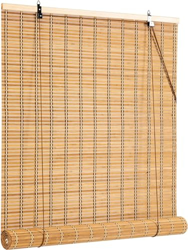 Tenda a Rolllo in Bamboo Natural in Legno di bambù Home Balcón Privacidad Proteczione Parasol ，para la decoración doméstica (Marrón,60An x 180Al cm)