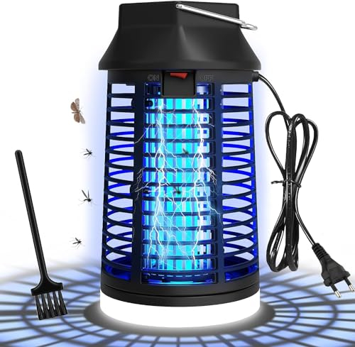 WUEAOA Insektenvernichter elektrisch mit LED Lampe, 4200V 15W UV Mückenlampe, Fliegenfalle elektrisch mückenfalle für Innen Außen, IPX4 wasserdichte, Fliegenlampe für Fliegen, Mücken, Motten