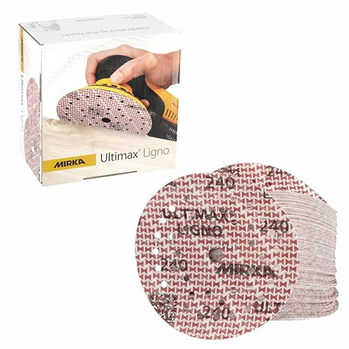 Mirka disque abrasif auto-aggrippant Ultimax Ligno Ø125 mm grain 240 | Disques abrasifs Multifit 125 mm grain 240 100 pièces multi-trous pour ponçage précis bois surfaces lisses auto-agrippant