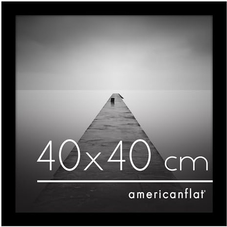 Americanflat Cornice 40x40 cm Nera - Cornice Quadrata in Legno MDF con Pannello Protettivo in Plastica e Ganci Integrati