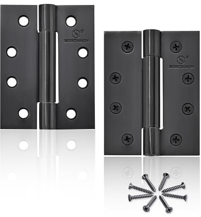 2 Pcs 4 Inch Stainless Steel External Door Hinges - Heavy Duty, Black, for Wood