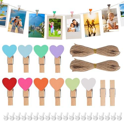 WUFANC 100er-Pack Wäscheklammern Holz klein - Holzklammern Klein Aus Massivem Holz, Langlebig Stabil - Mini Wäscheklammern Geeignet Zum Aufhängen Fotos, Geburtstagskarten, Eventdekorationen Usw