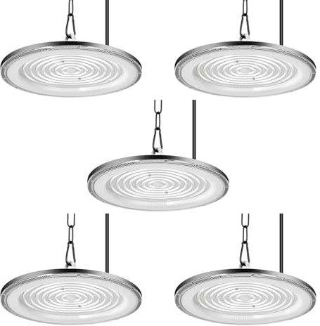 5 Stück 200W Led UFO High Bay Light, Kaltweiß 6500K 80000lm, AC 210-220V, IP65 Wasserdicht, Shop Lights für Werkstatt Lager Fabrik Scheune Garage Bereich Beleuchtung (200W, 5 Stück)