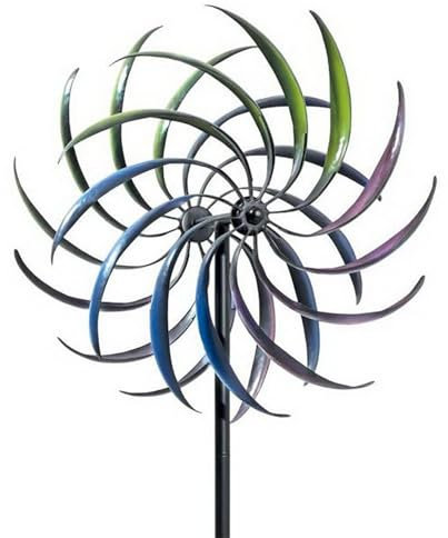 Metall Windrad mit Gegenläufigen Rotoren 200x40cm Windspiel Windmühle für Garten, Wetterfest und Standfest Garten Wind Spinner, Gartendeko Gartenstecker für Terrasse Hof Rasen Garten