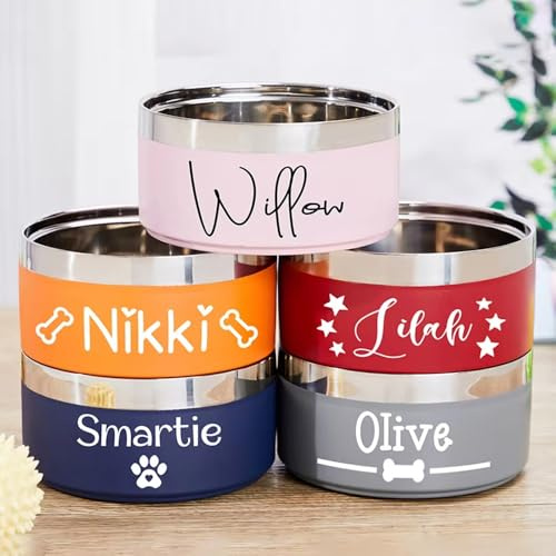 Gamelle pour Animaux avec Nom/Texte Personnalisé, Gamelle pour Chien/Chat pour Petits Et Moyens Animaux, Gamelles en Acier Inoxydable pour Nourriture/Eau pour L'intérieur Et L'extérieur(14cm)