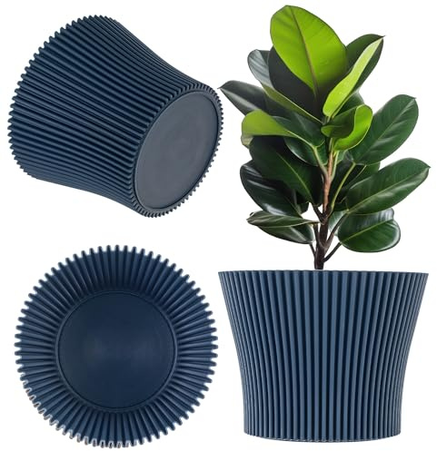 KADAX Petit pot de fleurs, en plastique, pour plantes grasses et herbes, pot moderne pour l'intérieur et l'extérieur, bleu foncé, 11,5 cm