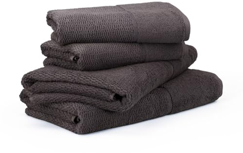 Möve for frottana Handtuchset Pearl 4-TLG Handtücher - 2X 50x100 cm + 2X 67x140 cm, 100% Baumwolle, Graphite