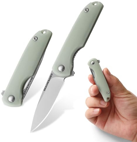 DRACHENADER Mini Einhandmesser Taschenmesser, 5Cr13MoV Stahl Klingenlänge 5, 2 cm Klappmesser klein, Schlüsselanhänger Messer für Camping Outdoor (natur)